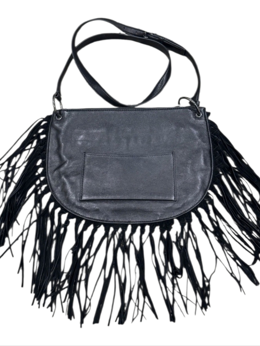 Henri Bendel Dylan Black Fringe Leather Hobo Rivet Crossbody Bag + Dustbag - Picture 6 of 15